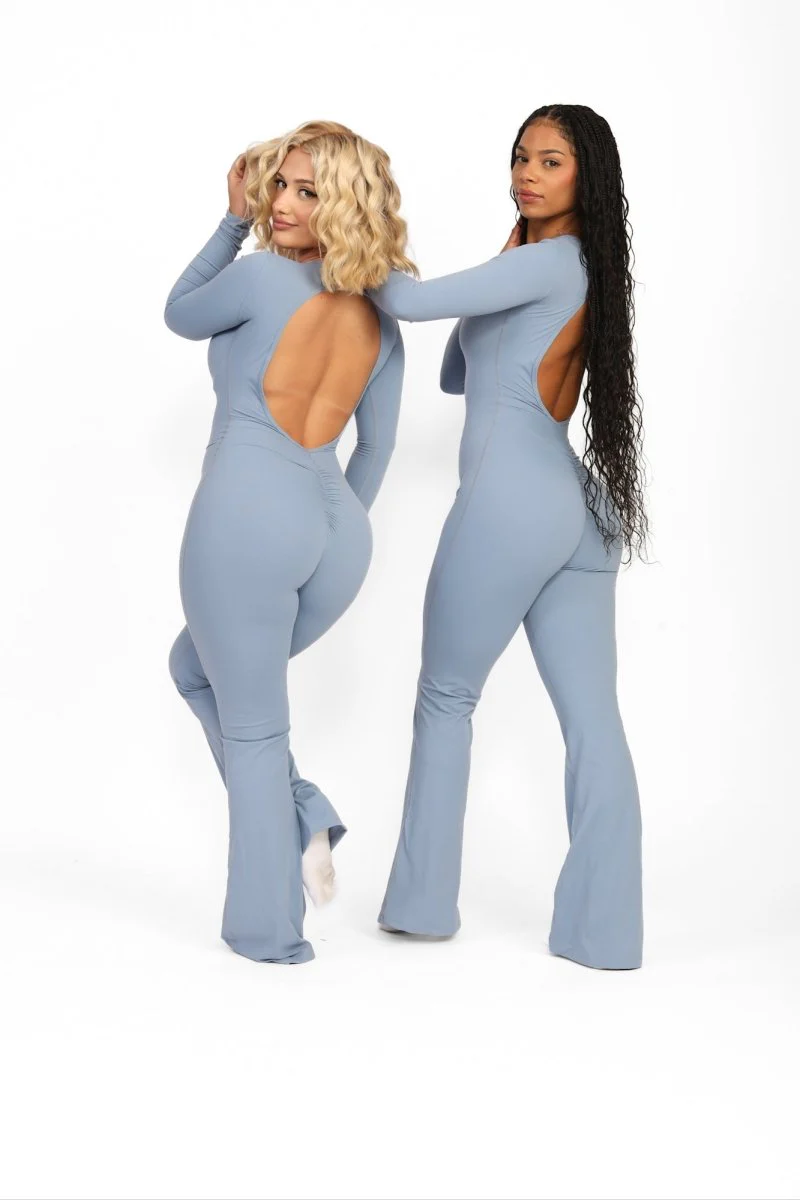ATB Long Sleeve Open Back Flare Jumpsuits - Image 17