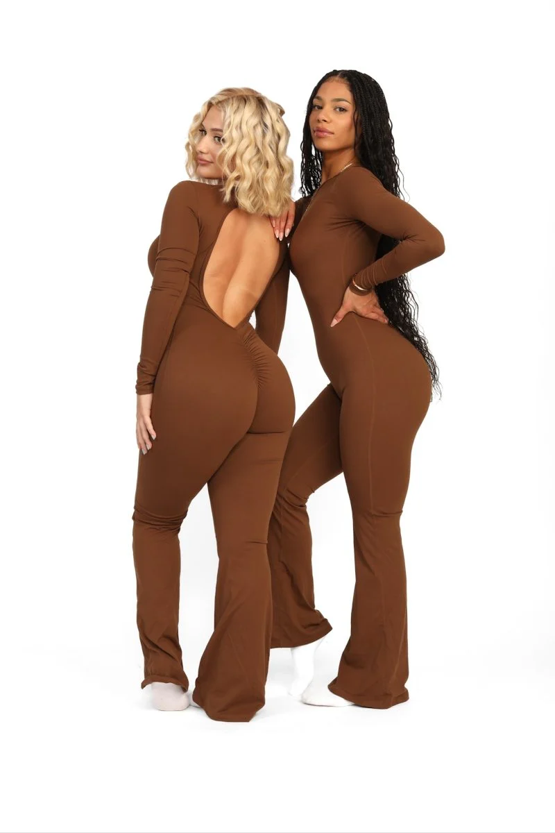 ATB Long Sleeve Open Back Flare Jumpsuits - Image 7