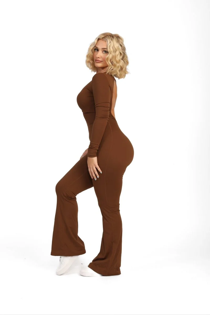 ATB Long Sleeve Open Back Flare Jumpsuits - Image 9